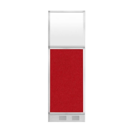 Versare Hush Panel Configurable Cubicle Partition 2' x 6' Red Fabric Frosted Window w/ Cable Channel 1856227-3
